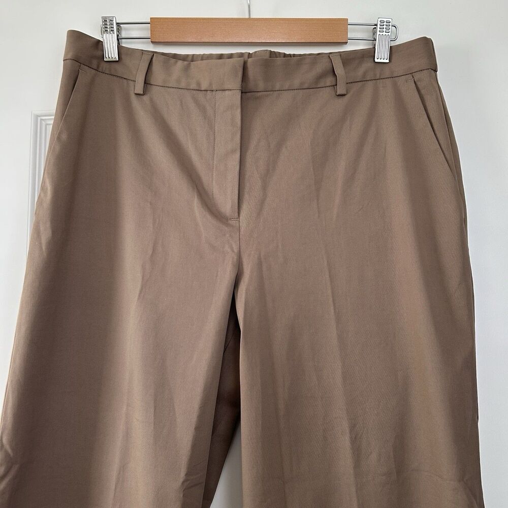 Eileen Fisher Wide Leg Pants Womens Sz M Cotton Stretch High Rise Brown Taupe